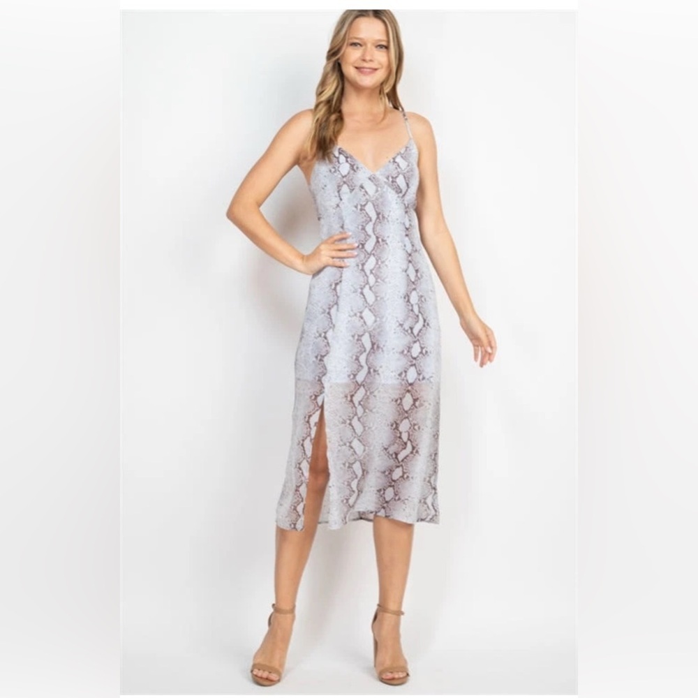 BLUE SNAKE PRINT DRESS